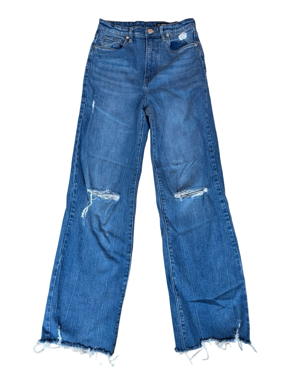 Blank NYC The Franklin Ribcage Wide Leg Distressed Blue Wide-Leg Jeans Size 27